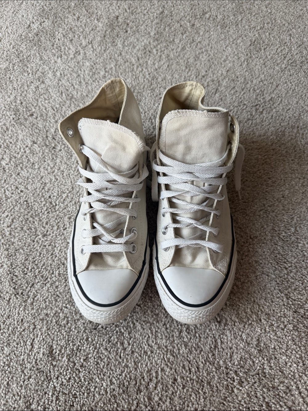 Converse High-Top Sneakers in Off-White with Black Trim